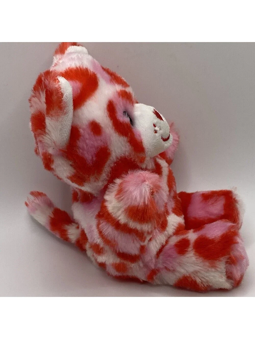Build-A-Bear Mini Beans Wild Hearts Pink And Red Leopard Plush Stuffed Animal 7”